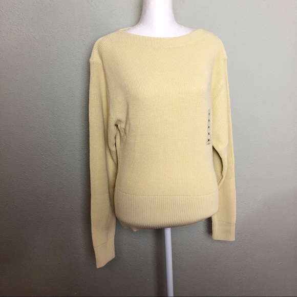 Uniqlo High Twisted Cotton Boat Neck Knit Sweater in 40 Cream Size Medium - Picture 3 of 11